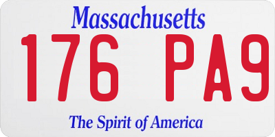 MA license plate 176PA9