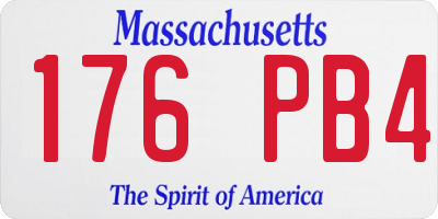 MA license plate 176PB4