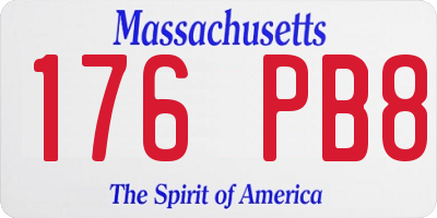 MA license plate 176PB8
