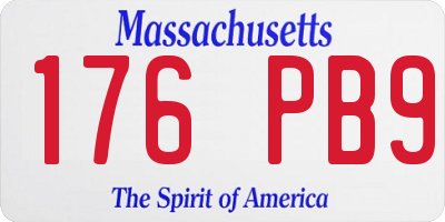 MA license plate 176PB9