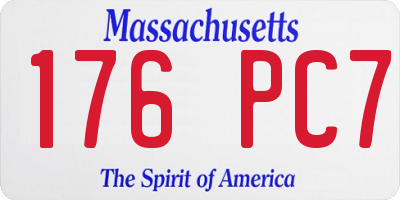 MA license plate 176PC7