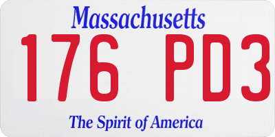 MA license plate 176PD3