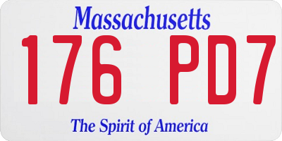 MA license plate 176PD7