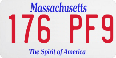MA license plate 176PF9