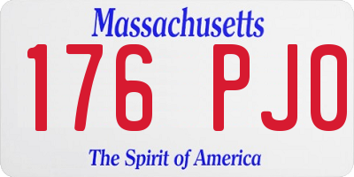 MA license plate 176PJ0