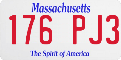 MA license plate 176PJ3