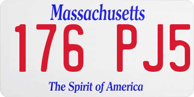 MA license plate 176PJ5