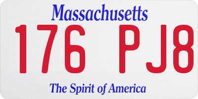MA license plate 176PJ8