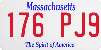 MA license plate 176PJ9