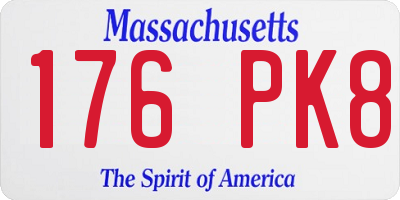 MA license plate 176PK8