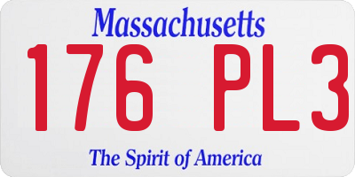 MA license plate 176PL3