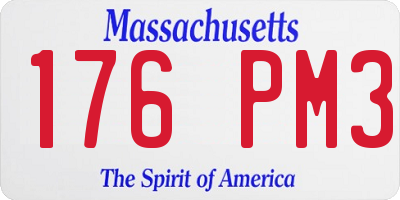 MA license plate 176PM3