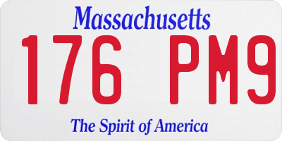 MA license plate 176PM9