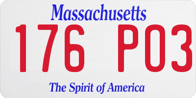 MA license plate 176PO3