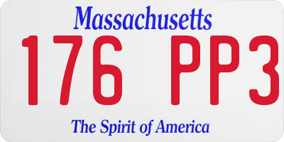 MA license plate 176PP3