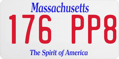 MA license plate 176PP8