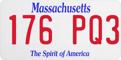 MA license plate 176PQ3