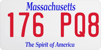 MA license plate 176PQ8