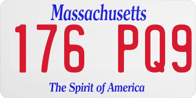 MA license plate 176PQ9