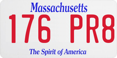 MA license plate 176PR8