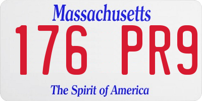 MA license plate 176PR9
