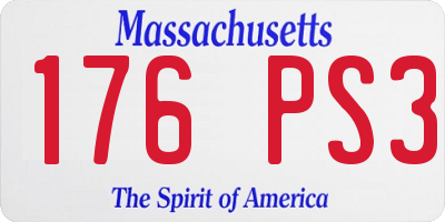 MA license plate 176PS3