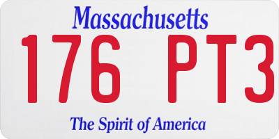 MA license plate 176PT3