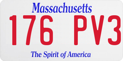 MA license plate 176PV3