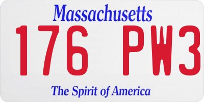 MA license plate 176PW3