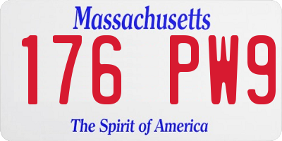 MA license plate 176PW9