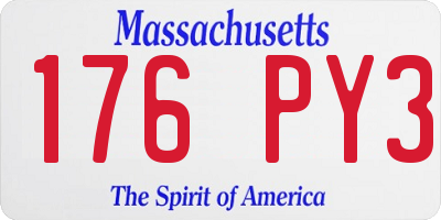 MA license plate 176PY3