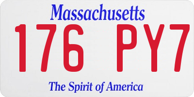 MA license plate 176PY7