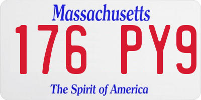 MA license plate 176PY9