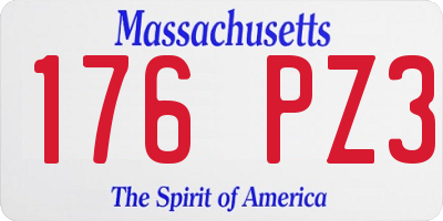 MA license plate 176PZ3