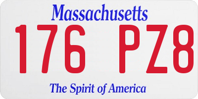 MA license plate 176PZ8