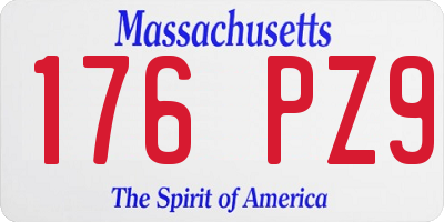 MA license plate 176PZ9