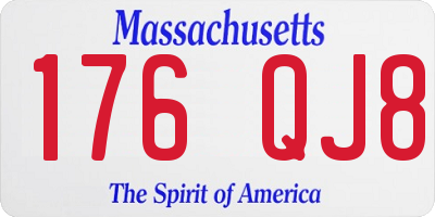 MA license plate 176QJ8