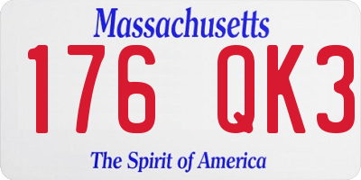 MA license plate 176QK3