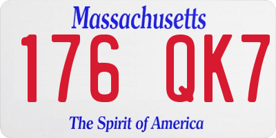 MA license plate 176QK7