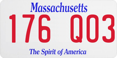 MA license plate 176QO3