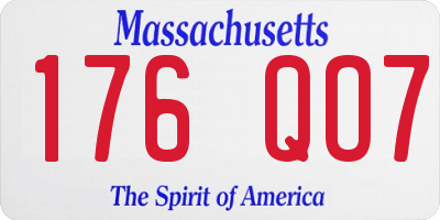 MA license plate 176QO7