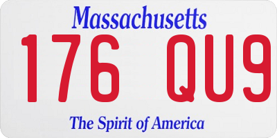 MA license plate 176QU9