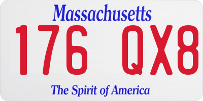 MA license plate 176QX8