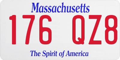 MA license plate 176QZ8