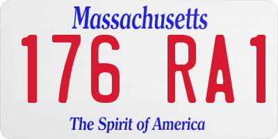 MA license plate 176RA1