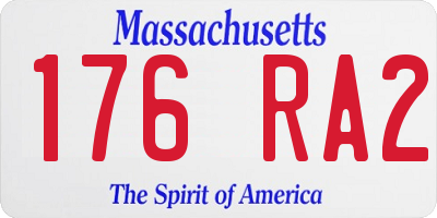 MA license plate 176RA2