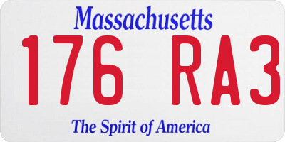 MA license plate 176RA3