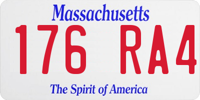 MA license plate 176RA4