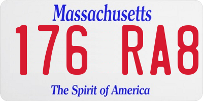 MA license plate 176RA8
