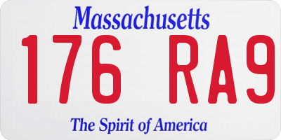MA license plate 176RA9